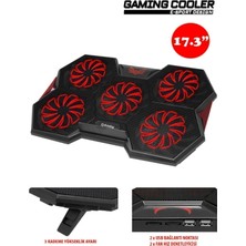 Frisby Gp4 E-Sport Desing 5 Fanlı Ledli Pro Standlı 15-17" Uyumlu Notebook Soğutucu