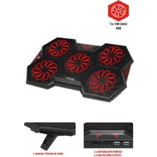 Frisby Gp4 E-Sport Desing 5 Fanlı Ledli Pro Standlı 15-17" Uyumlu Notebook Soğutucu