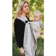 Kibele Müslin Baby Sling Kanguru Cepli Bej/gri Çift Renk Müslin Pamuk