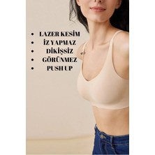 TECHNO 8Q Dikişsiz Pedli Yumuşak Iz Yapmaz Lazer Kesim Balensiz Push Up Toparlayıcı Invisible Görünmez Sütyen