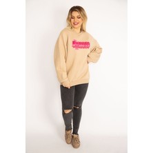 Kadın Camel Içi Şardonlu 3 Iplik Kumaş  Sweatshirt 65N35086