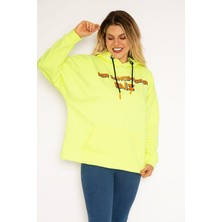 Kadın Fosfor Dijital Baskılı Kapşonlu Sweatshirt 65N35162