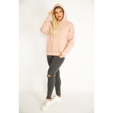 Kadın Pudra 3 Iplik Içi Şardonlu Sweatshirt 65N35068