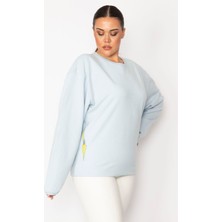 Kadın Kemik Pamuklu Kumaş Bisiklet Yakalı Sırt Baskı Detaylı Sweatshirt 65N28712