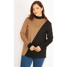 Kadın Gri Ekoseli Sweatshirt 65N34755