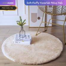 Dore Kumaş Soft Fluffy Tavşan Tüyü Yuvarlak Peluş Halı  Premium Kalite Süet Taban