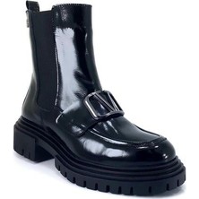 Venüs 2253802 Günlük Hakiki Deri Bayan Bot-Siyah Rugan