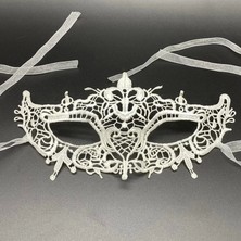 Mepa Tedarik Beyaz Renk Dantel Kesim Dantel Işlemeli Balo Parti Maskesi 2 No