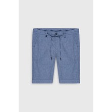 Altınyıldız Classics Erkek Lacivert Slim Fit Dar Kesim Yan Cepli Gofre Desenli Şort