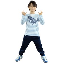 Casabony T-Rex Baskılı T-Shirt + Indigo Pantolon Takım