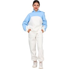 ERDEM KIDS Kız Çocuk Paçası Lastikli, Garnili Oversize 3 Iplik Şardonlu Içi Pamuklu Eşofman Takımı
