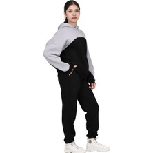 ERDEM KIDS Kız Çocuk Paçası Lastikli, Garnili Oversize 3 Iplik Şardonlu Içi Pamuklu Eşofman Takımı