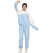 ERDEM KIDS Kız Çocuk Paçası Lastikli, Garnili Oversize 3 Iplik Şardonlu Içi Pamuklu Eşofman Takımı