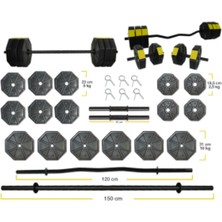 Tan Spor 100 kg Dambıl-Dumbell-Ağırlık-Halter–full  Kısa Bar +Düz Bar +Z Bar Seti