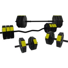 Tan Spor 100 kg Dambıl-Dumbell-Ağırlık-Halter–full  Kısa Bar +Düz Bar +Z Bar Seti