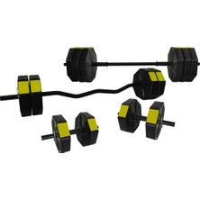 Tan Spor 90 kg Dambıl Halter Full Kısa Bar + Z Bar + Düz Bar Seti