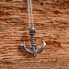 Ebrar Silver Gümüş Çapa Kolye 925 Ayar Gümüş Çapa Figürlü Erkek Kolye