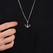 Ebrar Silver Gümüş Çapa Kolye 925 Ayar Gümüş Çapa Figürlü Erkek Kolye