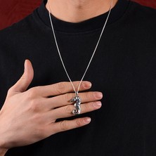 Ebrar Silver Gümüş Denizatı Kolye 925 Ayar Gümüş Deniz Atı Figürlü Unisex Kolye