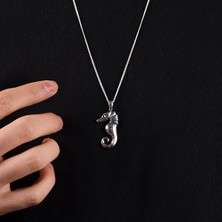 Ebrar Silver Gümüş Denizatı Kolye 925 Ayar Gümüş Deniz Atı Figürlü Unisex Kolye