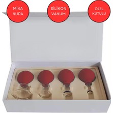 Mika Silikon Vakumlu Yüz Masaj Kupası 4'lü Set Kırmızı Renk