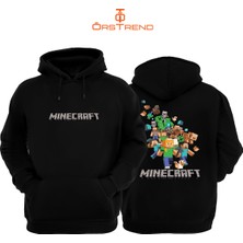 Ors Trend Minecraft Baskılı Unisex Kapşonlu Sweatshirt