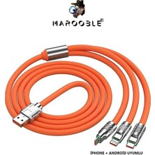 MAROOBLE 3in1 Süper Hızlı 120W 6A Şarj Kablosu Type-C-Micro Usb-Lightning
