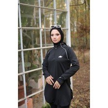 MİMİ LUXURY WEAR Kadın Dalgıç Kumaş Yarım Patlı Fermuarlı  Jogger Eşofman Spor Takımı WM-111