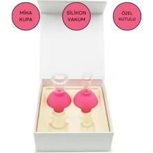 Naturachi Mika Silikon Vakumlu Yüz Masaj Kupası 2'li Set Gül Pembe Renk