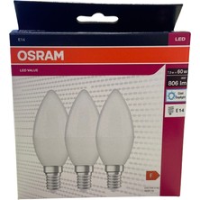 Osram 7,5W (60W) E14 Duy LED Ampul Beyaz Işık 3'lü Paket Kutulu Ürün