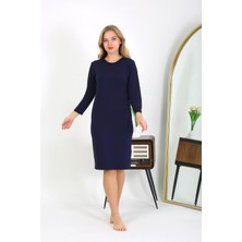 Akbeniz Pamuk Ev Elbisesi Tunik Gecelik Lacivert 13132