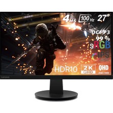 Lenovo N27Q 27" 4ms 100Hz (Hdmı-Tmds-Display) HDR10 2560X1440 IPS Panel Wled Monitör 67C2GAC1TK