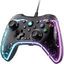 DNR Bilişim Oyun Kolu USB Kablolu Kaliteli Gamepad Rgb Işıklı Switch Ps3