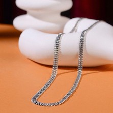 Ebrar Silver Gümüş Erkek Zincir Kolye 925 Ayar Gümüş Çift Sıra Oksitli Erkek Zinciri