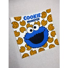 Yaya Dizayn Kurabiye Canavarı (Cookie Monster) Desenli Dijital Baskılı Dekoratif Kırlent Kılıfı ve Yastık