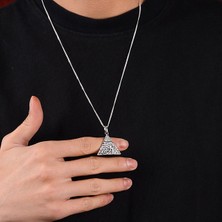 Ebrar Silver Gümüş Piramit Kolye 925 Ayar Gümüş Piramit ve Horus'un Gözü Figürlü Erkek Kolye