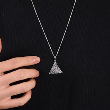 Ebrar Silver Gümüş Piramit Kolye 925 Ayar Gümüş Piramit ve Horus'un Gözü Figürlü Erkek Kolye