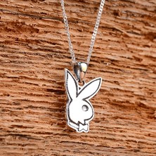 Ebrar Silver Gümüş Playboy Kolye 925 Ayar Gümüş Playboy Figürlü Unisex Kolye
