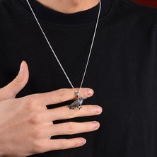Ebrar Silver Gümüş Karga Kolye 925 Ayar Gümüş Karga Figürlü Unisex Kolye