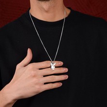 Ebrar Silver Gümüş Playboy Kolye 925 Ayar Gümüş Playboy Figürlü Unisex Kolye