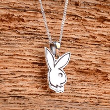 Ebrar Silver Gümüş Playboy Kolye 925 Ayar Gümüş Playboy Figürlü Unisex Kolye