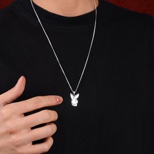 Ebrar Silver Gümüş Playboy Kolye 925 Ayar Gümüş Playboy Figürlü Unisex Kolye