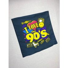 Yaya Design Co I Love 90'S Desenli Dijital Baskılı Kırlent Kılıfı ve Yastık