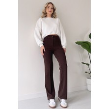 Yüksel Bel Ispanyol Paça Palazzo Pantolon 1290 -  Kahve