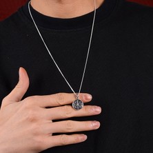 Ebrar Silver Gümüş Pusula Kolye 925 Ayar Gümüş Küçük Pusula Erkek Kolye