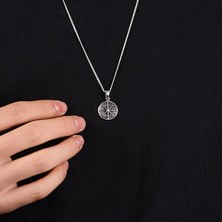 Ebrar Silver Gümüş Pusula Kolye 925 Ayar Gümüş Küçük Pusula Erkek Kolye