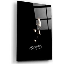 Marsilyan Atatürk Silüeti ve Imzası Cam Tablo