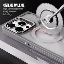 Babilden iPhone Için Kılıf Kamera Korumalı Magsafe Wireless Şarj Özellikli Mat Şeffaf Renkli Standlı Kılıf (Lens Hediyeli)