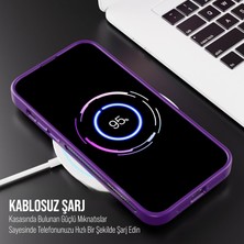 Babilden iPhone Için Kılıf Kamera Korumalı Magsafe Wireless Şarj Özellikli Mat Şeffaf Renkli Standlı Kılıf (Lens Hediyeli)