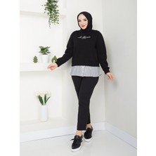 Bisiklet Yaka Sweatshirt Paris Siyah